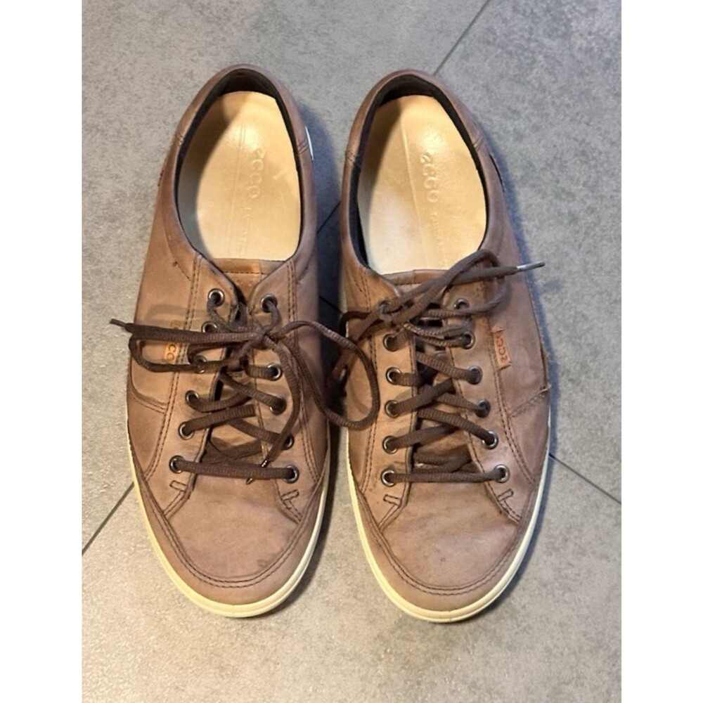 ECCO Men's 10 Brown Sneaker Leather Shoes Athletic Comfort Casual normcore